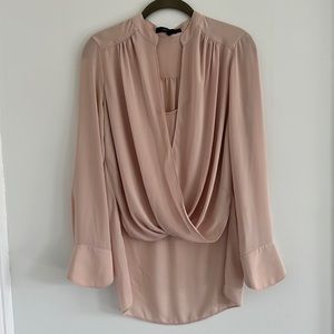 BCBGMaxazria Cowl Neck Rose Blouse